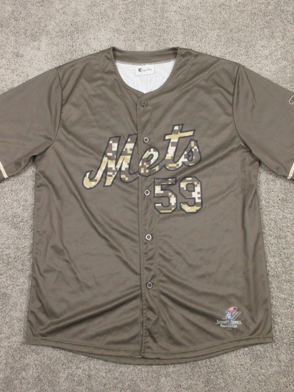 Mets Military Olive Button-Front Baseball Jersey - 59 MANAEA